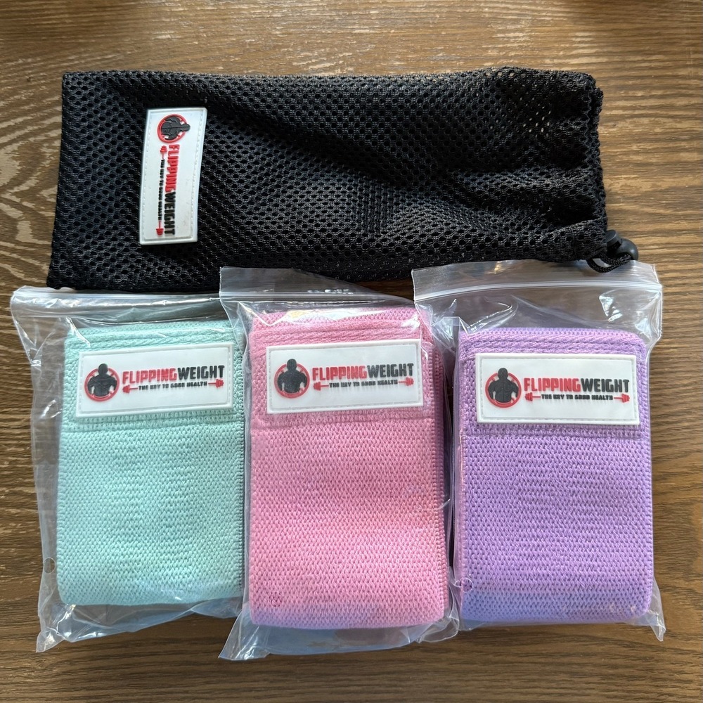 Hip Fabric Resistance Yoga Bands Loop Set of 3 Exercise Workout Fitness Booty
